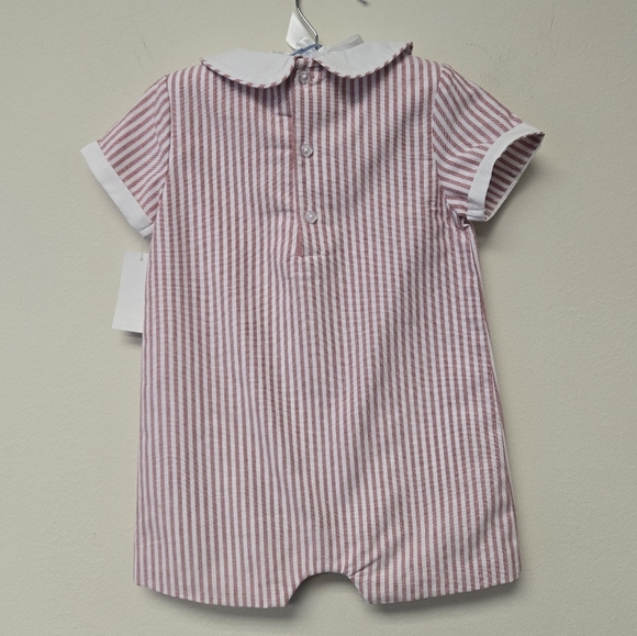 Edgehill Collection The Broke Brooke Jensen Woven Stripe Romper Red 18M - Picture 3 of 8